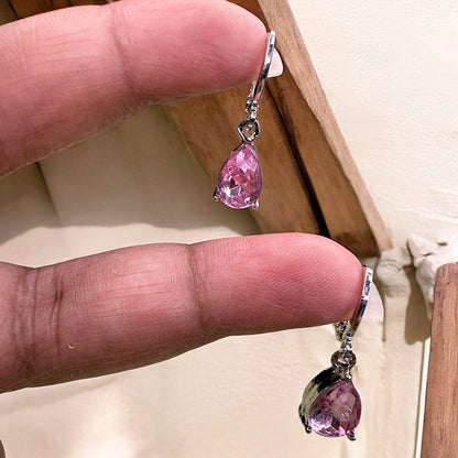 Pink Drops Crystal Earrings Earrings casuals Ear Rings Earrings ethnic office party Trincket Jewellry Jewelry Jewellery