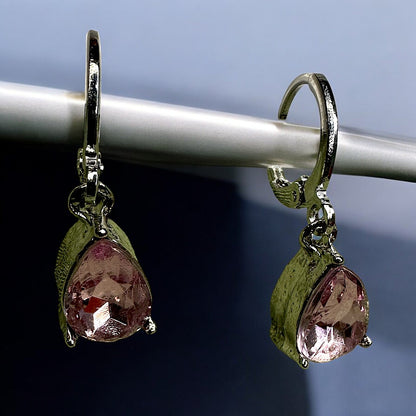 Pink Drops Crystal Earrings Earrings casuals Ear Rings Earrings ethnic office party Trincket Jewellry Jewelry Jewellery