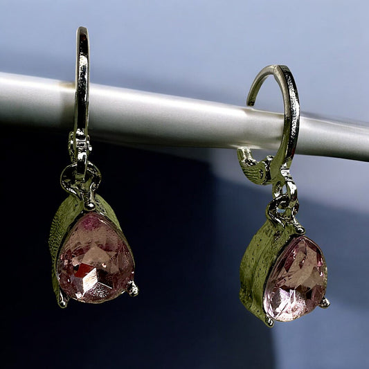 Pink Drops Crystal Earrings Earrings casuals Ear Rings Earrings ethnic office party Trincket Jewellry Jewelry Jewellery