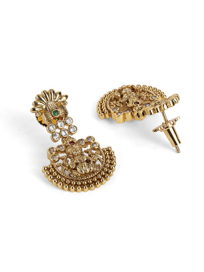 Goddess Design Gold Plated Floral Type Necklace Drop Earrings Jewellery Set