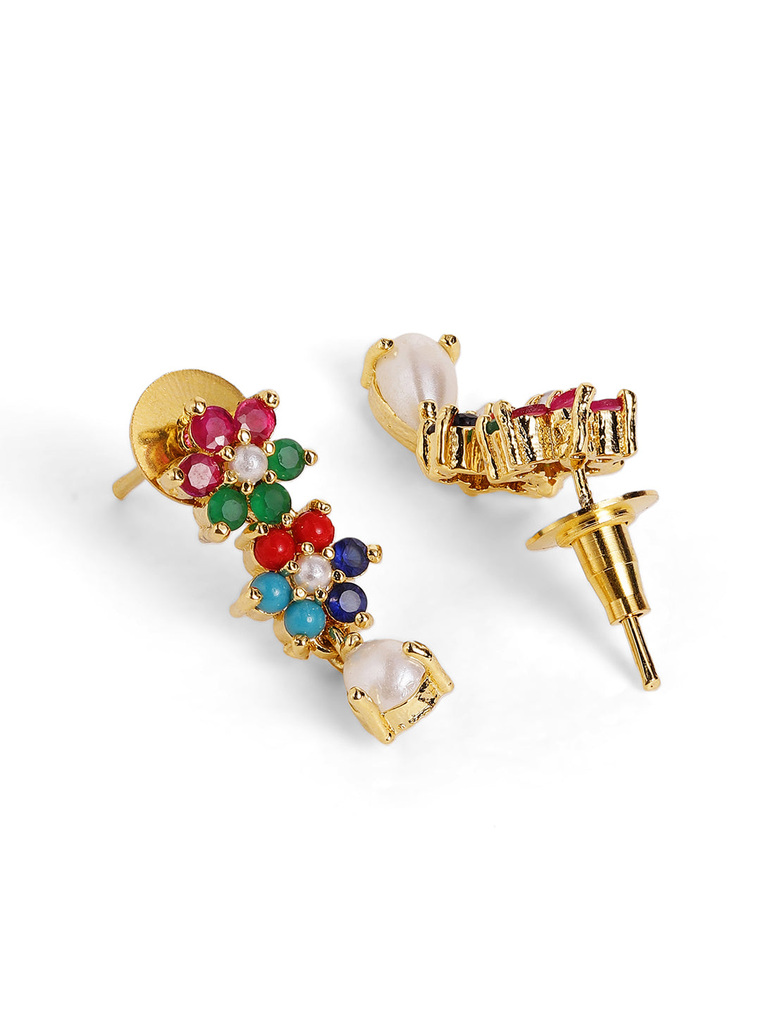 Fancy Floral Gold Plated Gold Plated Necklace and Drop Earrings Jewellery Set
