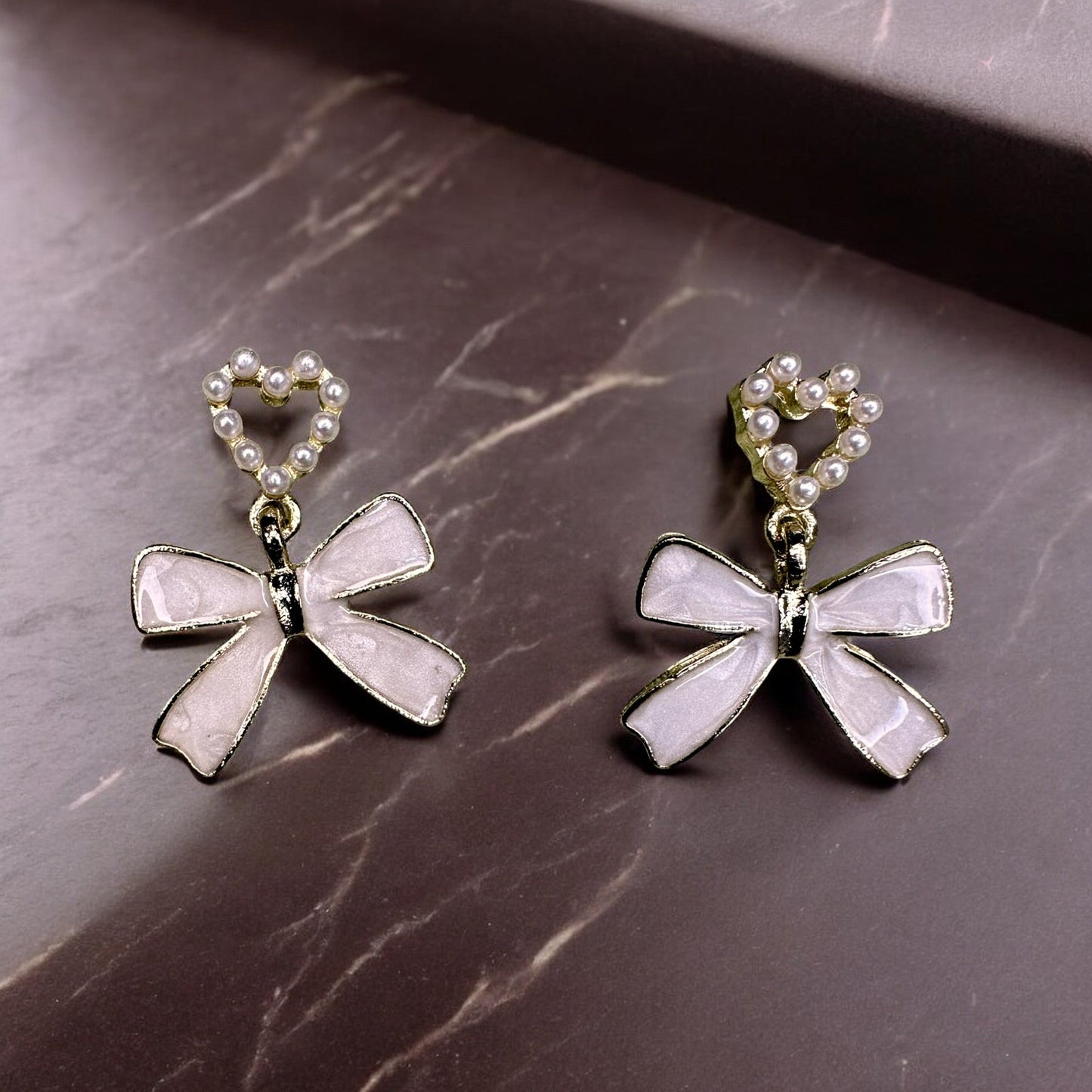 Bowed Heart Earrings Earrings bead casuals Ear Rings Earrings office party Trincket Jewellry Jewelry Jewellery