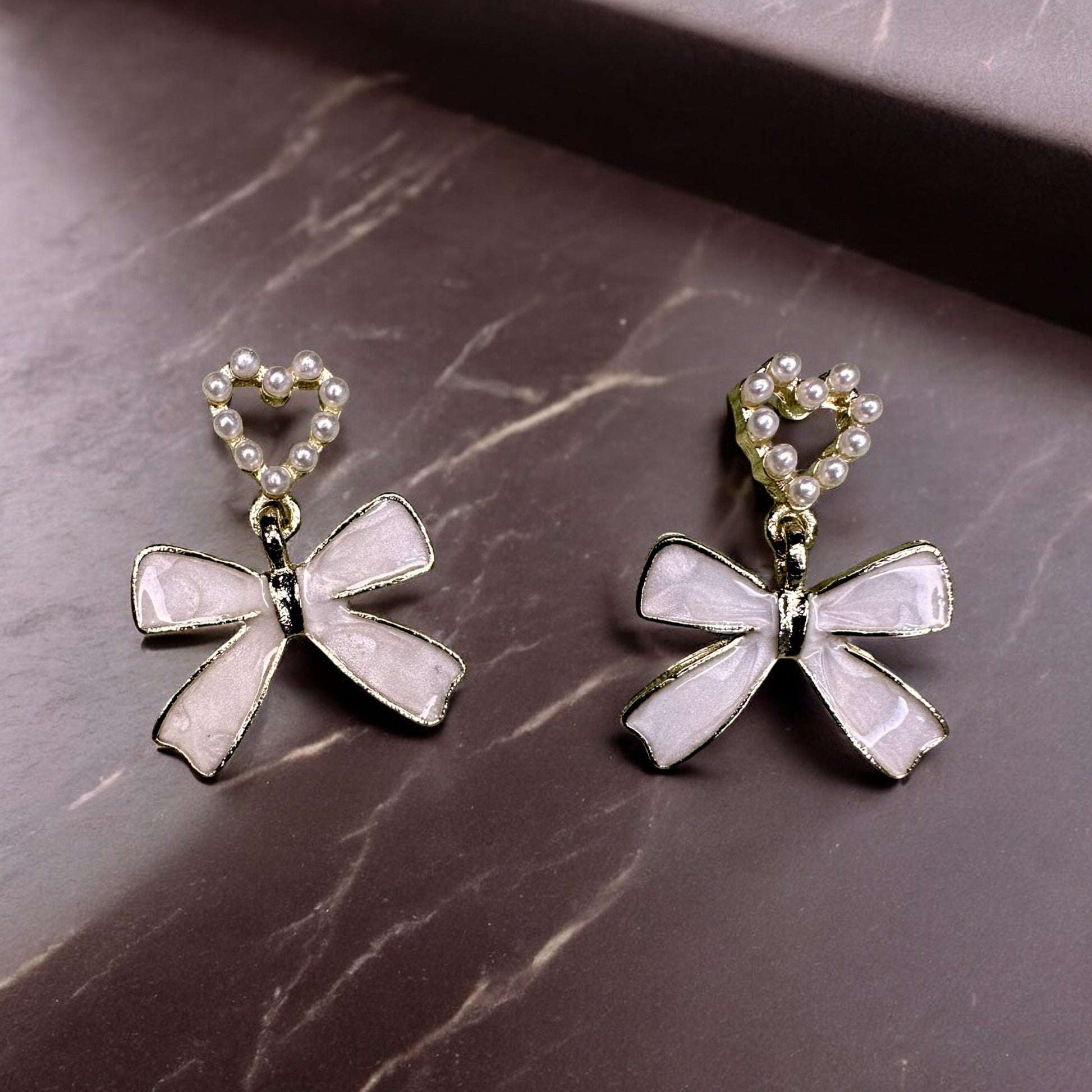Bowed Heart Earrings Earrings bead casuals Ear Rings Earrings office party Trincket Jewellry Jewelry Jewellery