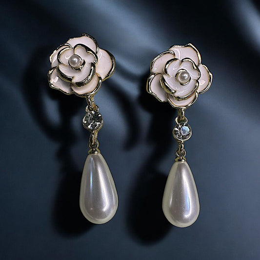 Rosy Pearl Drop Earrings Earrings bead casuals Ear Rings Earrings ethnic office party Trincket Jewellry Jewelry Jewellery