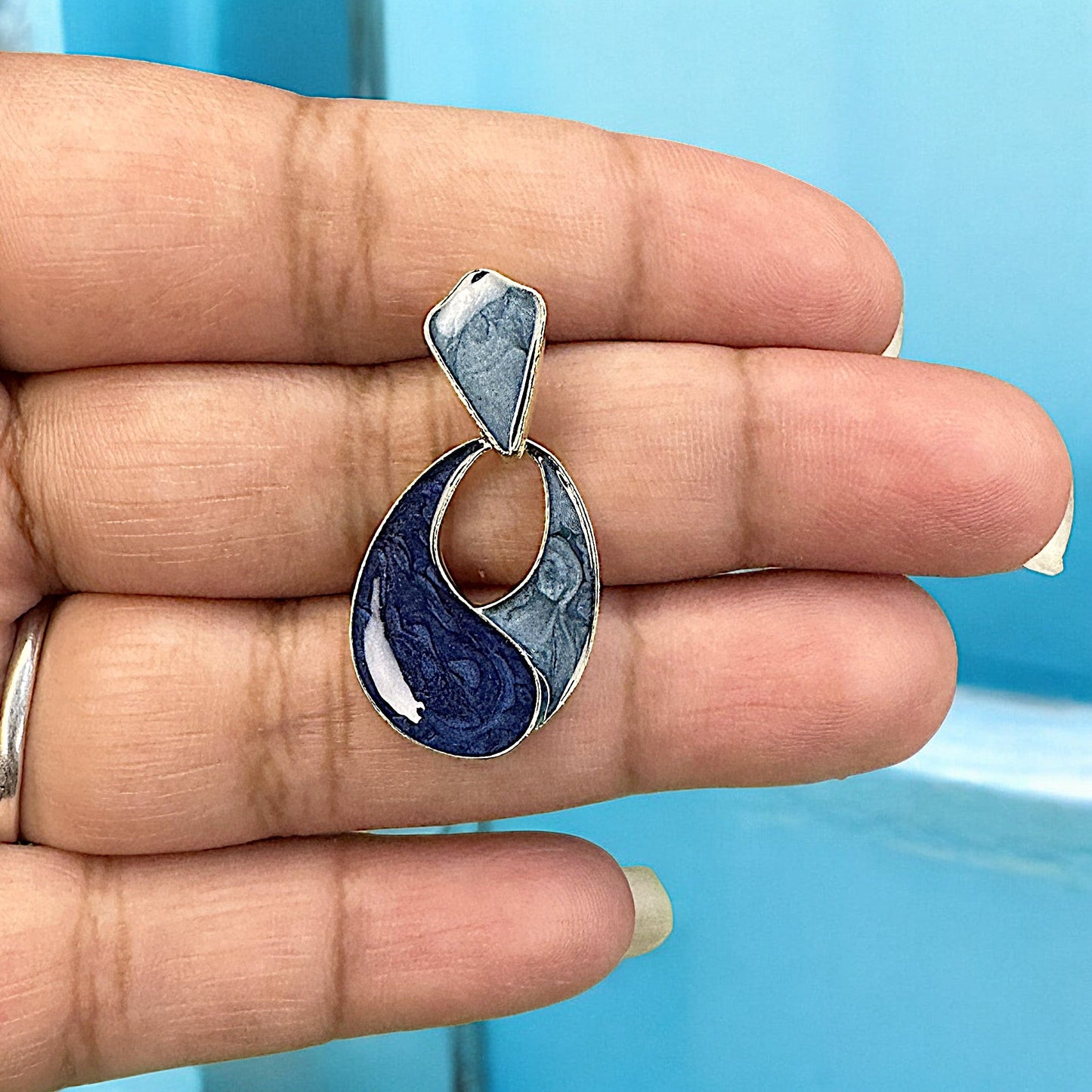 Blue Whirlpool Earrings Earrings casuals Ear Rings Earrings ethnic office party Trincket Jewellry Jewelry Jewellery