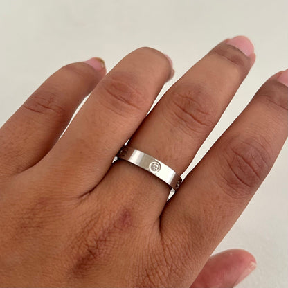 Studded Silver Love Band Ring