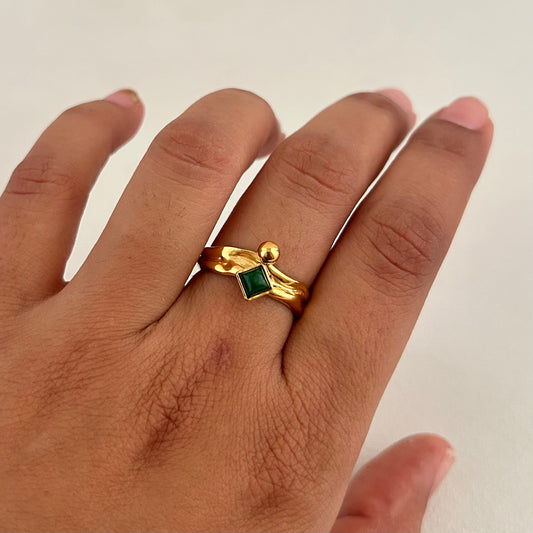 Dual Band Green Square Ring