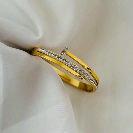 Crystal Edge Open Bangle Bracelet