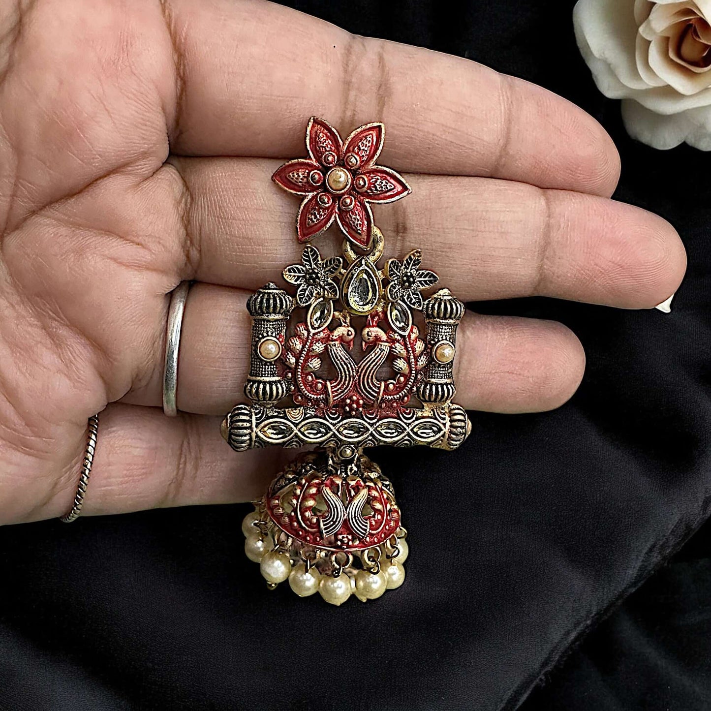 Twin Peacock Temple Earrings Earrings Ear Rings Earrings ethnic party Trincket Jewellry Jewelry Jewellery