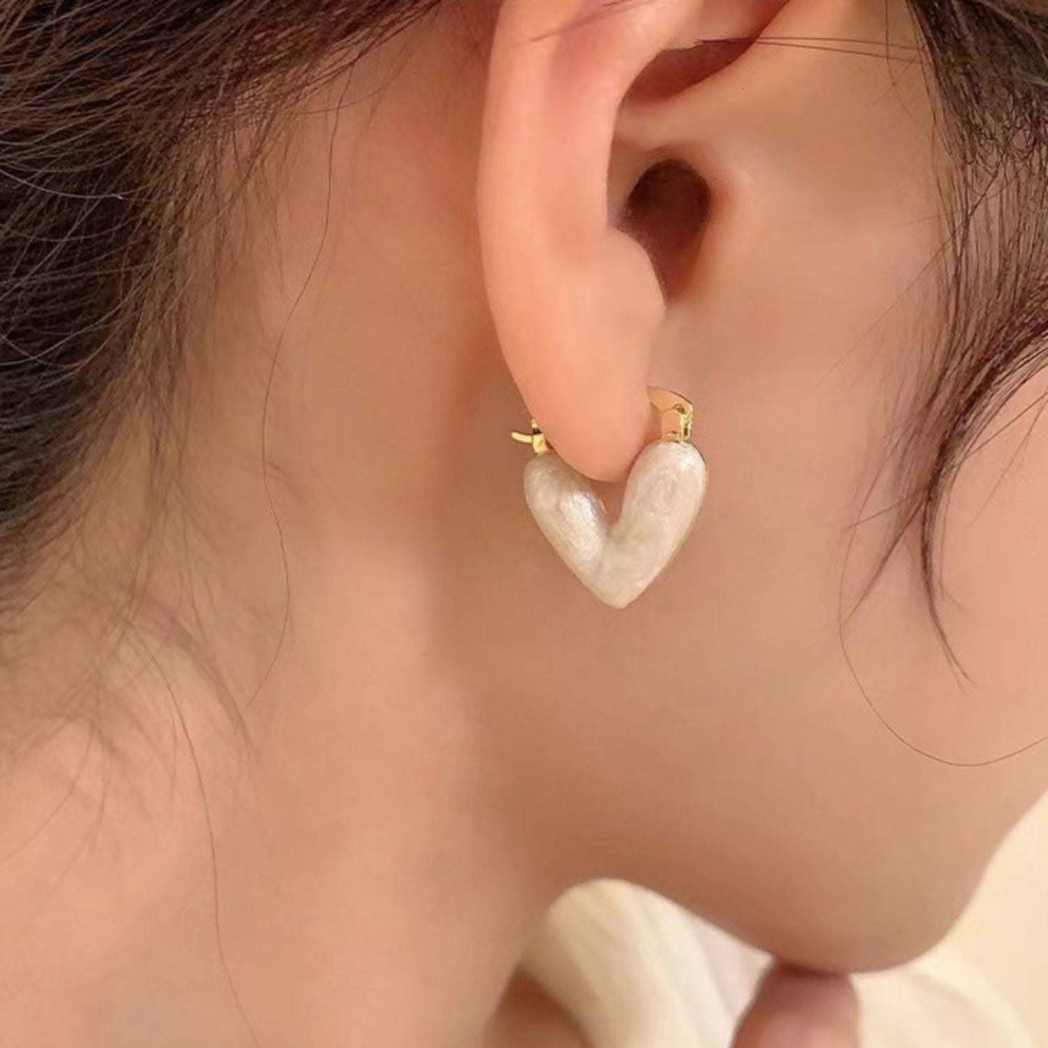 Porcelain Love Heart Hoop Earrings JLT11726