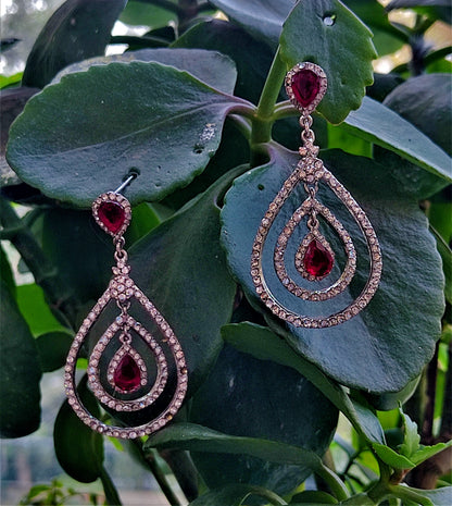 White and Red Small Stone Earrings Earrings Ear Rings Earrings ethnic party Trincket Jewellry Jewelry Jewellery