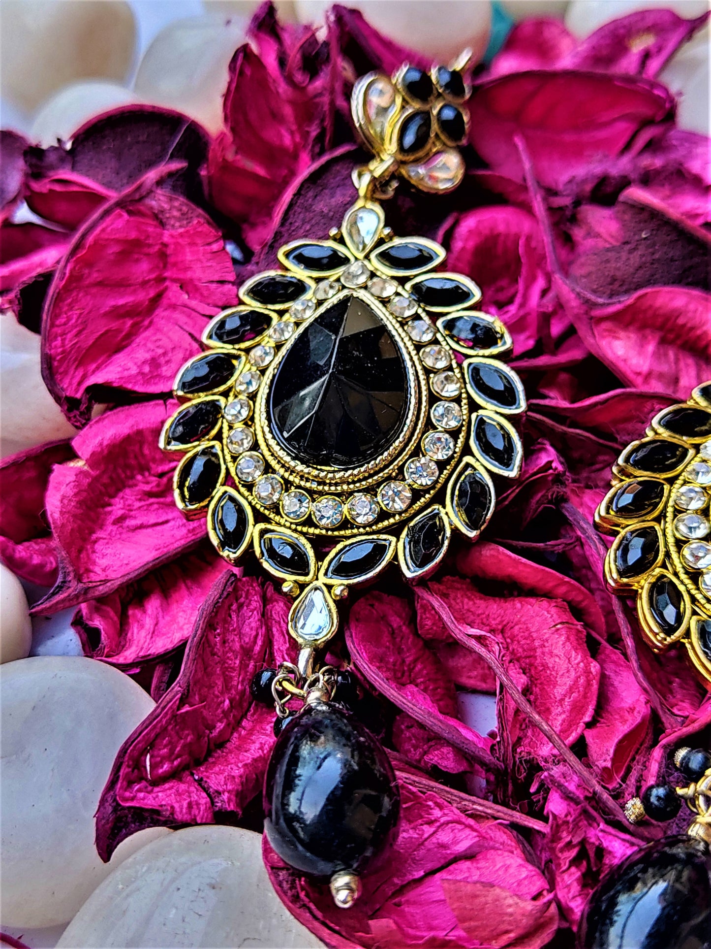 White and Black Big Stone Earrings Earrings Ear Rings Earrings ethnic Trincket Jewellry Jewelry Jewellery