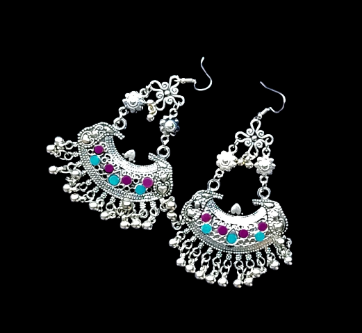 Multicolor half round earrings Multicolor Earrings Ear Rings Earrings ethnic Trincket Jewellry Jewelry Jewellery