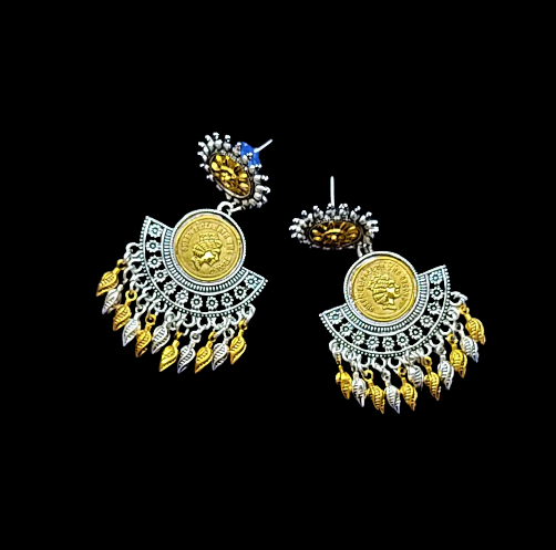 Gold and Silver Half Moon Earrings Silver Earrings Ear Rings Earrings ethnic Trincket Jewellry Jewelry Jewellery