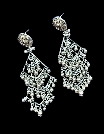 Diamond Shape Earrings with Beads Silver Earrings Ear Rings Earrings ethnic Trincket Jewellry Jewelry Jewellery