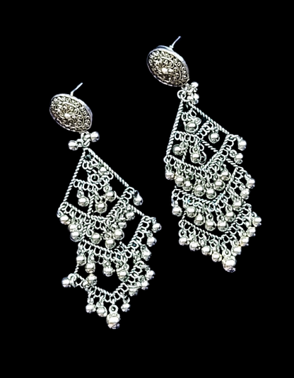 Diamond Shape Earrings with Beads Silver Earrings Ear Rings Earrings ethnic Trincket Jewellry Jewelry Jewellery