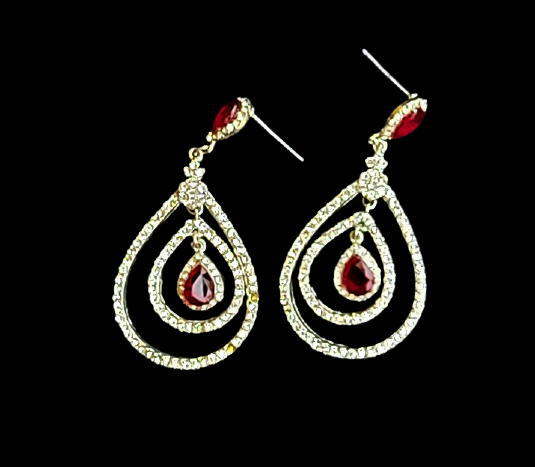 White and Red Small Stone Earrings Earrings Ear Rings Earrings ethnic party Trincket Jewellry Jewelry Jewellery