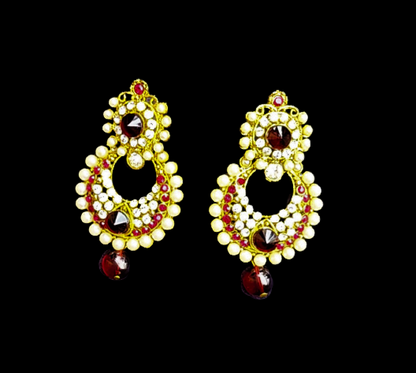 White and Red Small Stone Pearl Earrings Earrings Ear Rings Earrings ethnic Trincket Jewellry Jewelry Jewellery