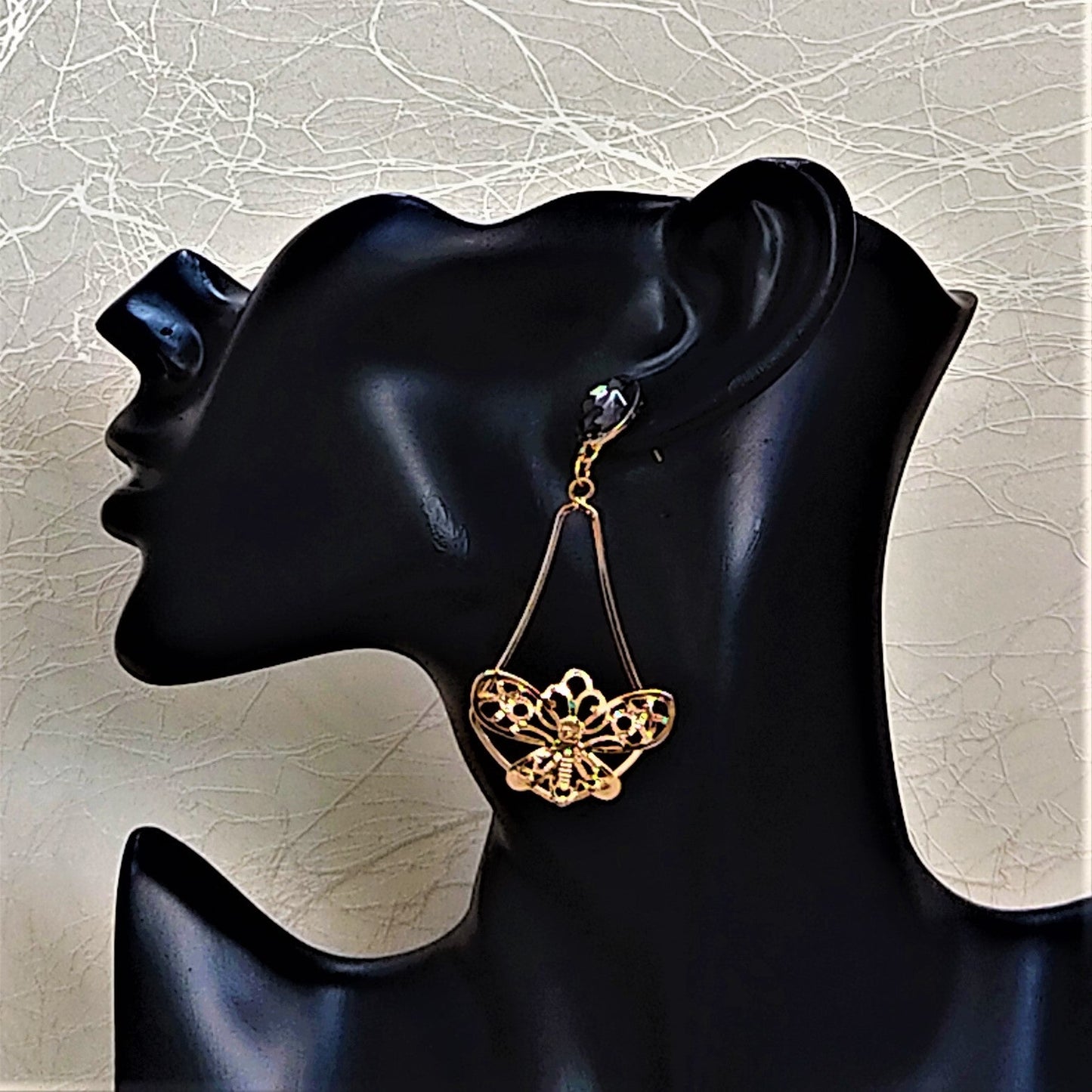 Glass Stone Butterfly Dangles Earrings Ear Rings Earrings party Trincket Jewellry Jewelry Jewellery