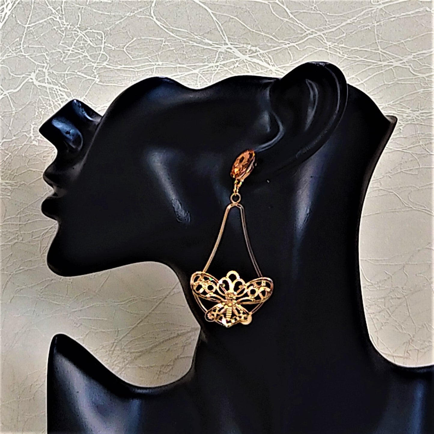 Glass Stone Butterfly Dangles Earrings Ear Rings Earrings party Trincket Jewellry Jewelry Jewellery
