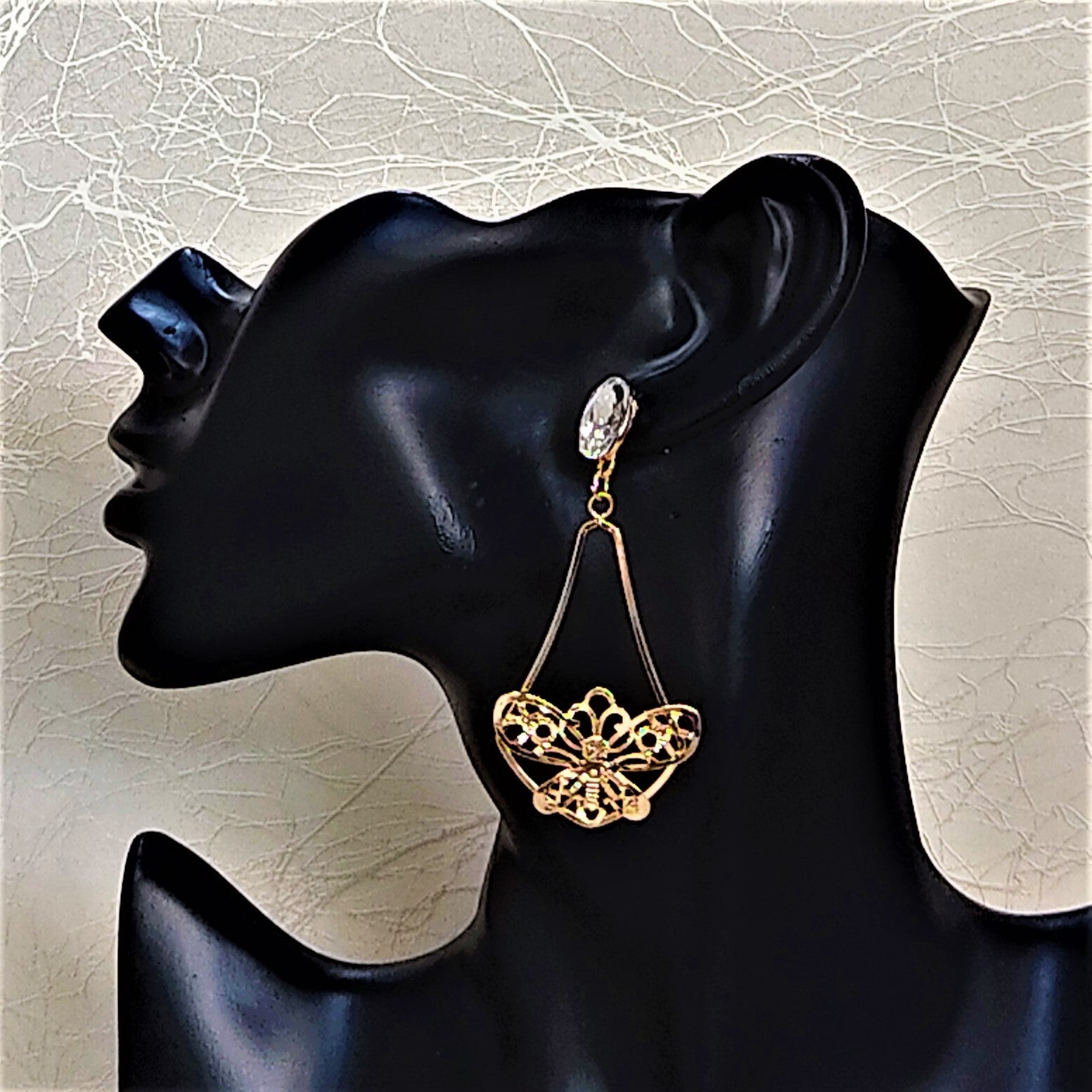 Glass Stone Butterfly Dangles Earrings Ear Rings Earrings party Trincket Jewellry Jewelry Jewellery