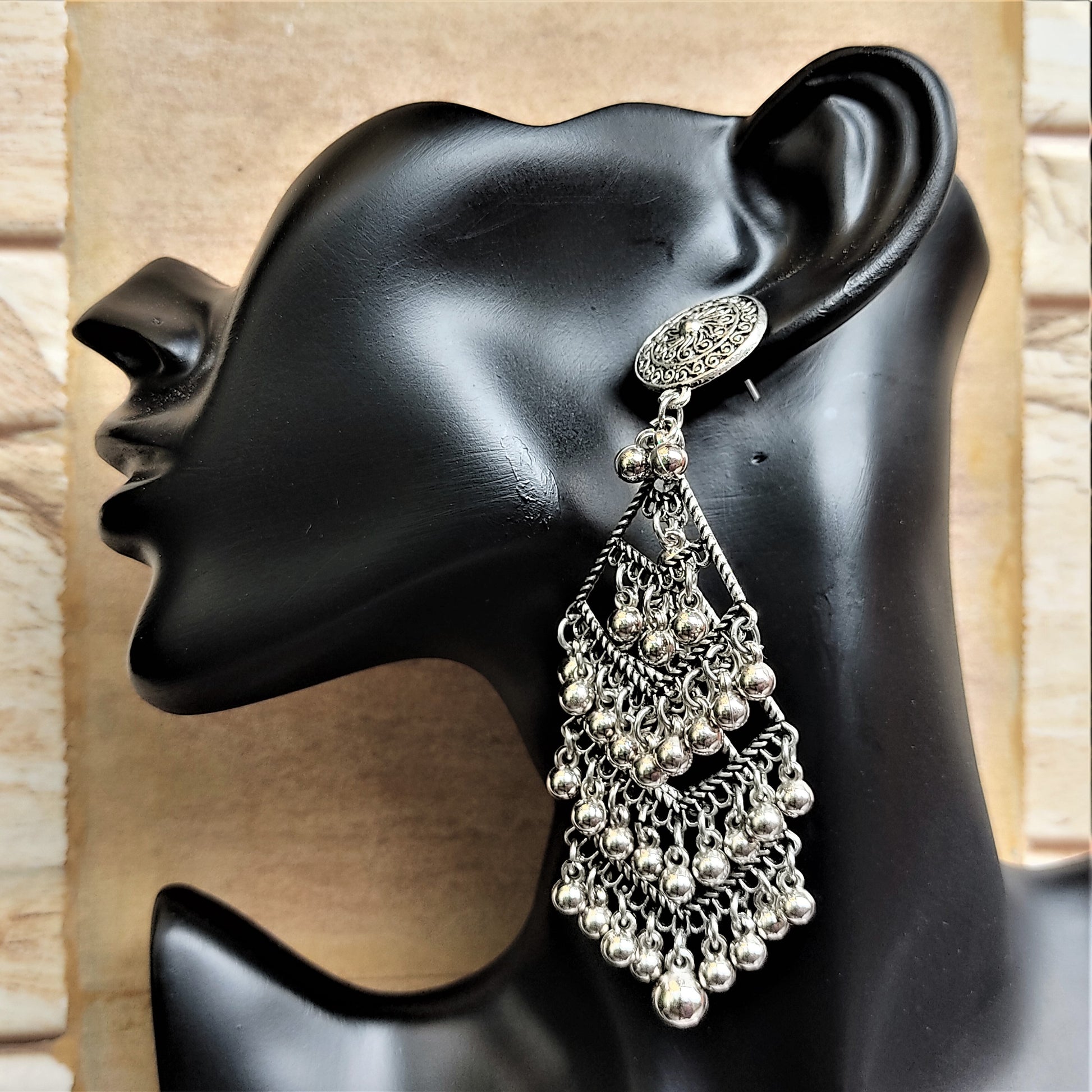 Diamond Shape Earrings with Beads Earrings Ear Rings Earrings ethnic Trincket Jewellry Jewelry Jewellery