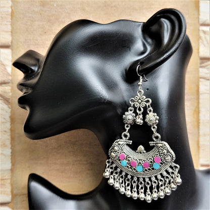 Multicolor half round earrings Earrings Ear Rings Earrings ethnic Trincket Jewellry Jewelry Jewellery