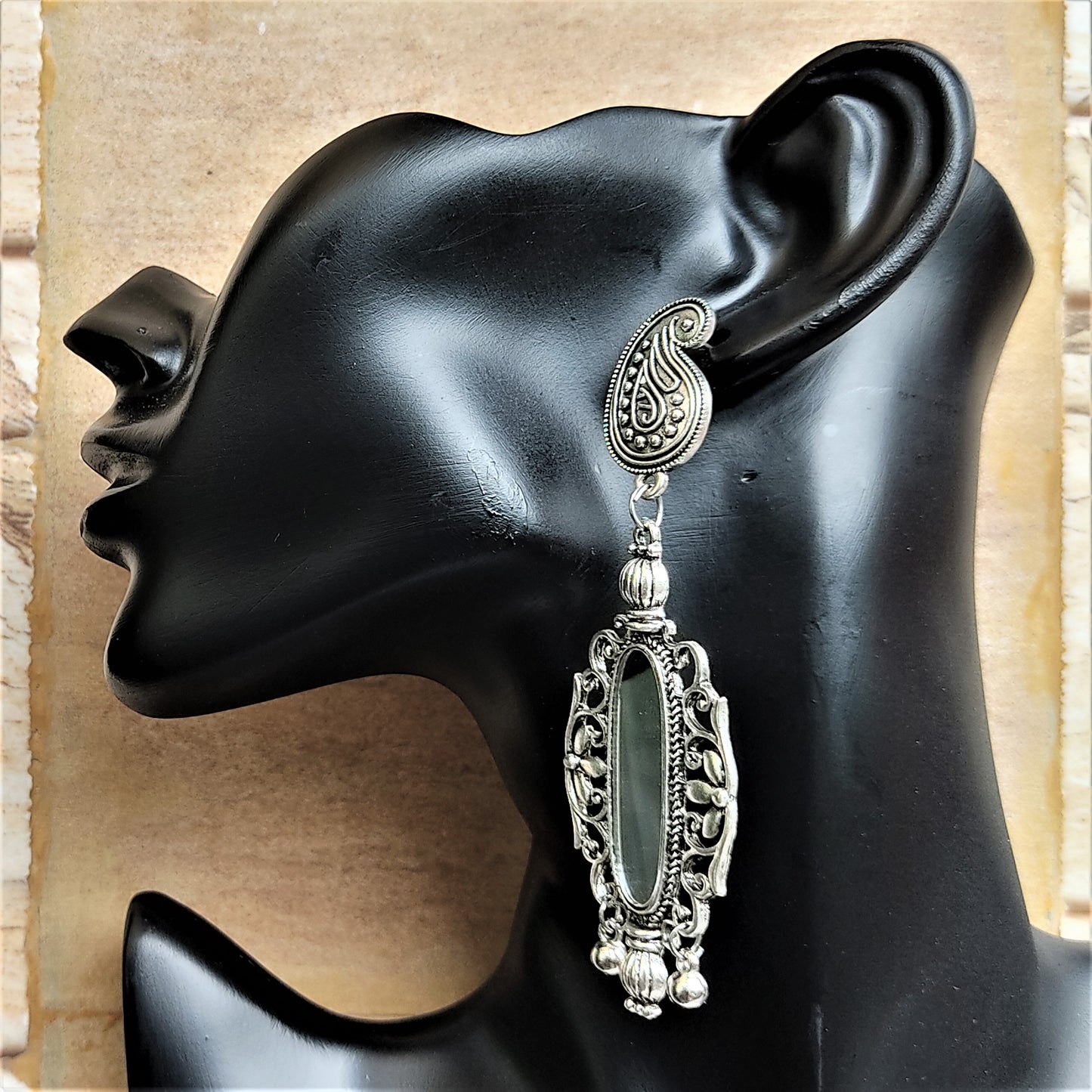 Oval Shape Mirror Earrings Earrings Ear Rings Earrings ethnic Trincket Jewellry Jewelry Jewellery