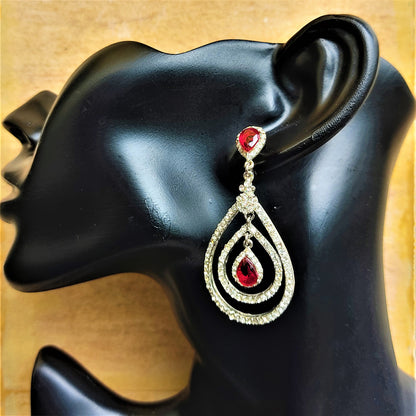 White and Red Small Stone Earrings Red Earrings Ear Rings Earrings ethnic party Trincket Jewellry Jewelry Jewellery