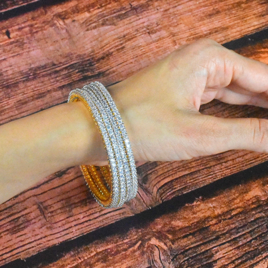 American Diamonds Studded Gold Plated Traditional Bangles By Asp Fashion Jewellery