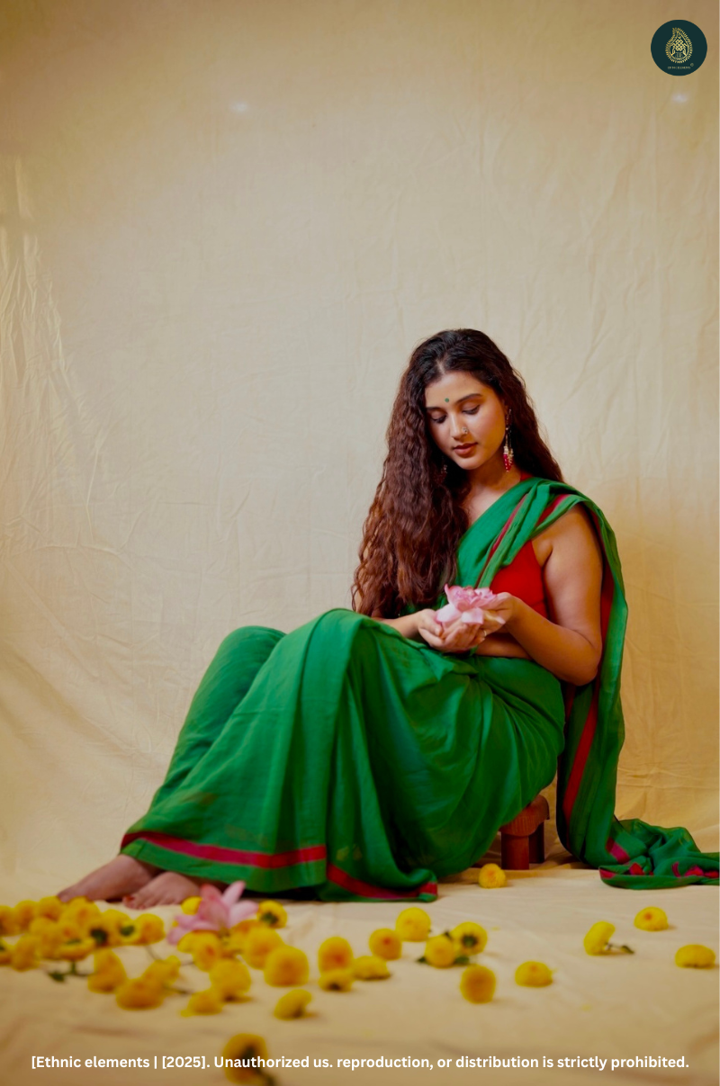 Mul Cotton Saree Parrot Trail