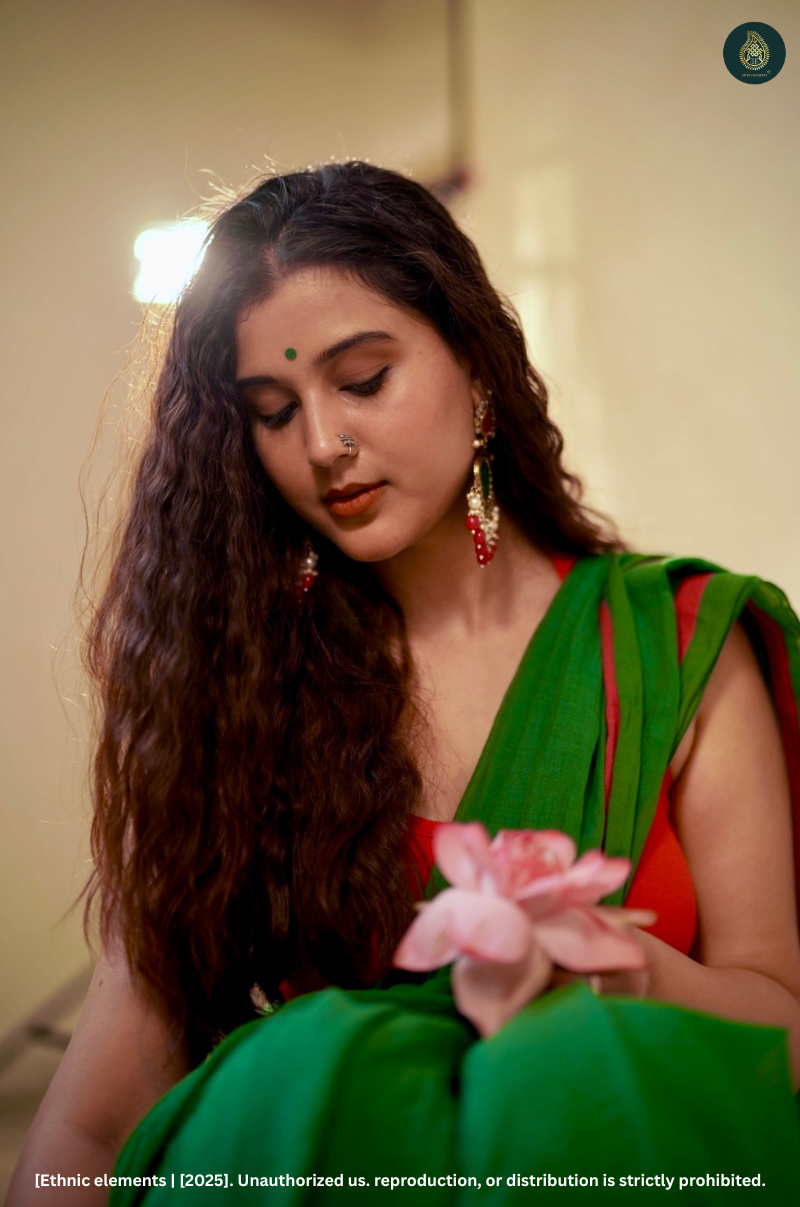 Mul Cotton Saree Parrot Trail