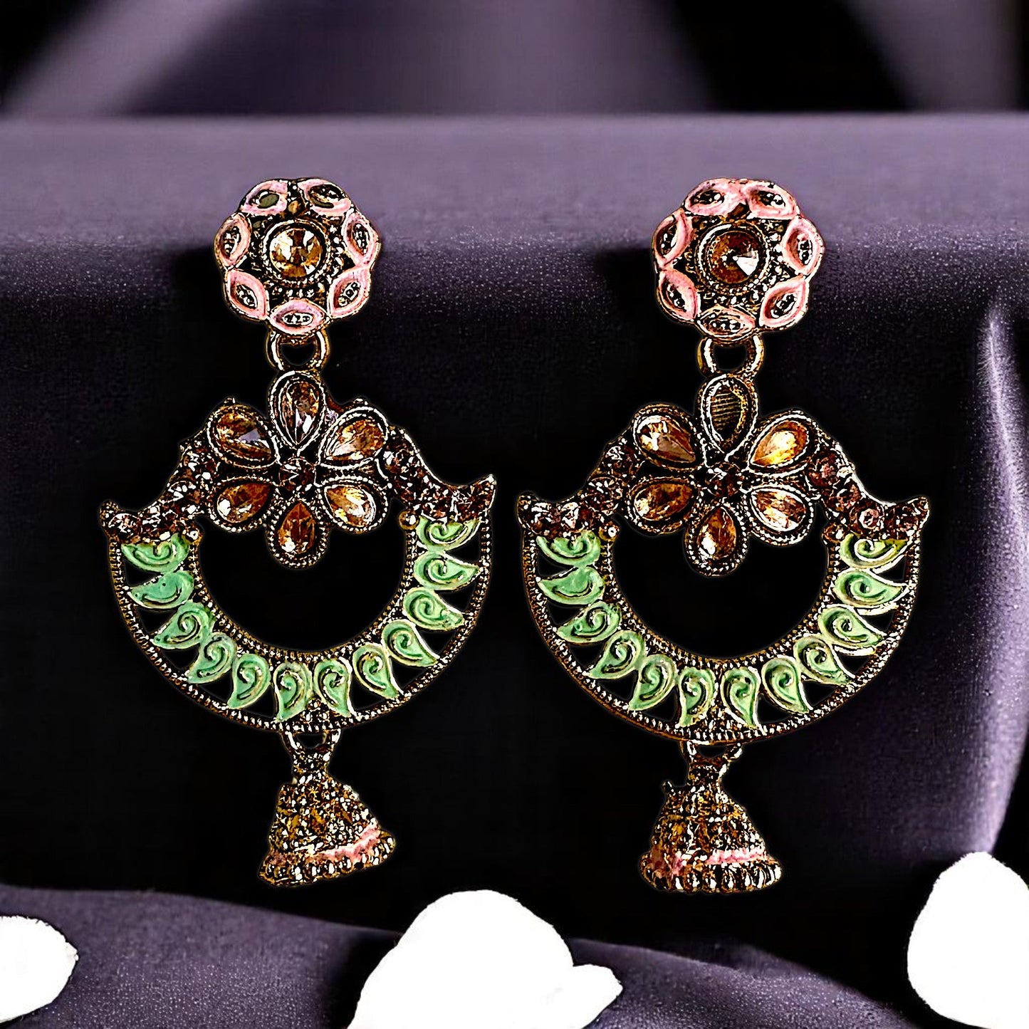 Traditional Chaandbaali Jhumki Earrings Light Green Earrings Ear Rings Earrings ethnic Trincket Jewellry Jewelry Jewellery