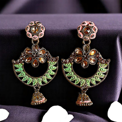 Traditional Chaandbaali Jhumki Earrings Light Green Earrings Ear Rings Earrings ethnic Trincket Jewellry Jewelry Jewellery