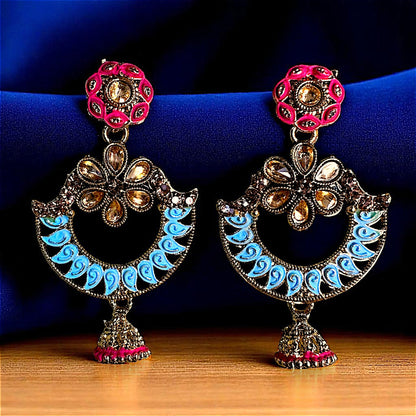 Traditional Chaandbaali Jhumki Earrings Light Blue Earrings Ear Rings Earrings ethnic Trincket Jewellry Jewelry Jewellery