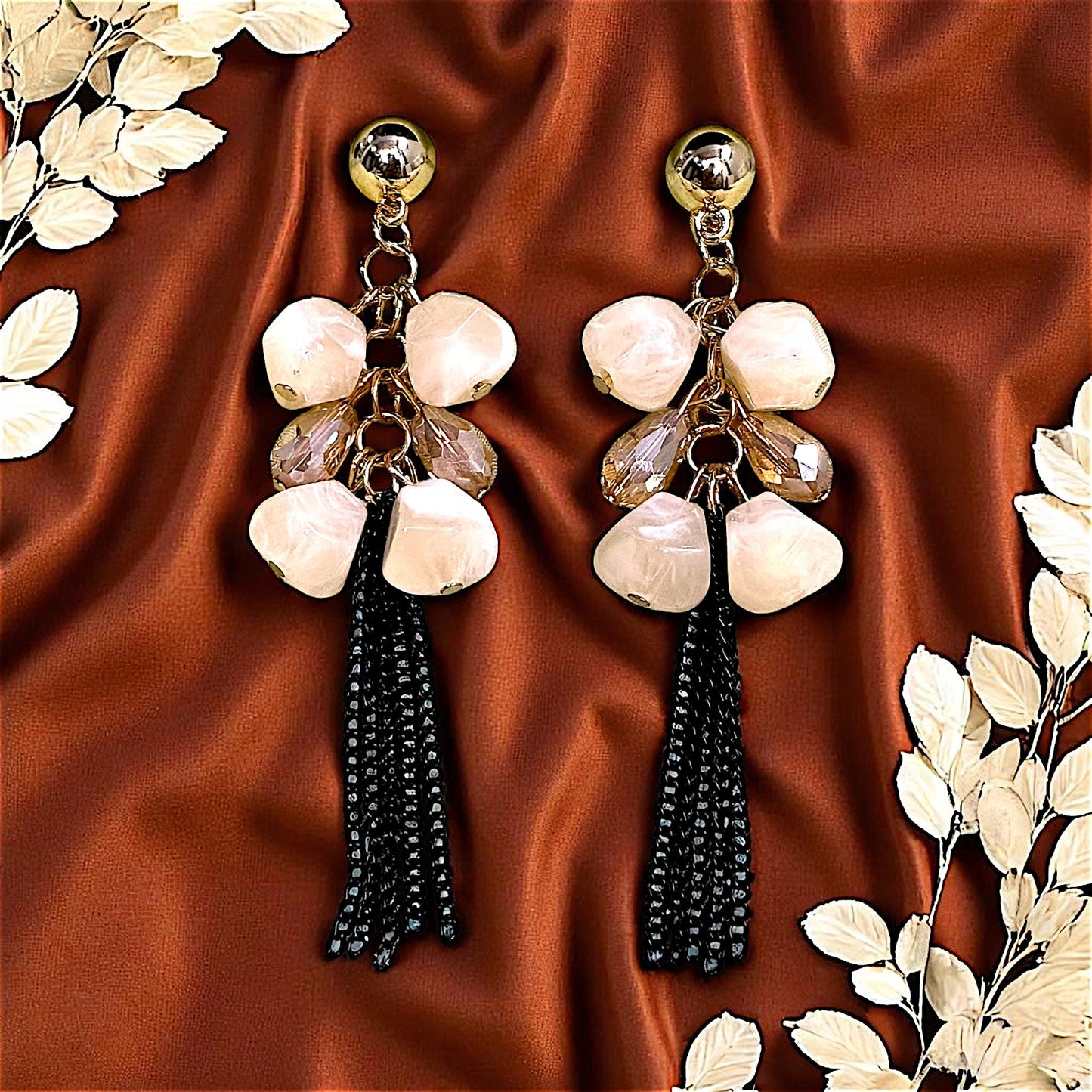 Round Big Beads Dangles Cream Earrings bead casuals Ear Rings Earrings party Trincket Jewellry Jewelry Jewellery
