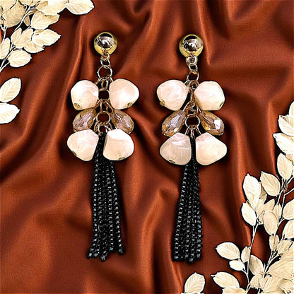 Round Big Beads Dangles Cream Earrings bead casuals Ear Rings Earrings party Trincket Jewellry Jewelry Jewellery