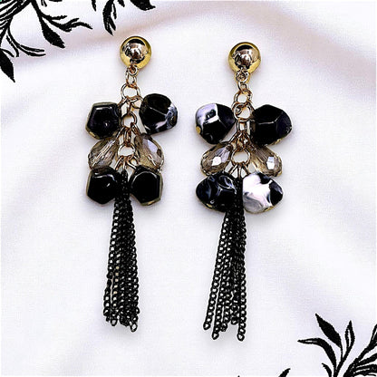 Round Big Beads Dangles Black Earrings bead casuals Ear Rings Earrings party Trincket Jewellry Jewelry Jewellery