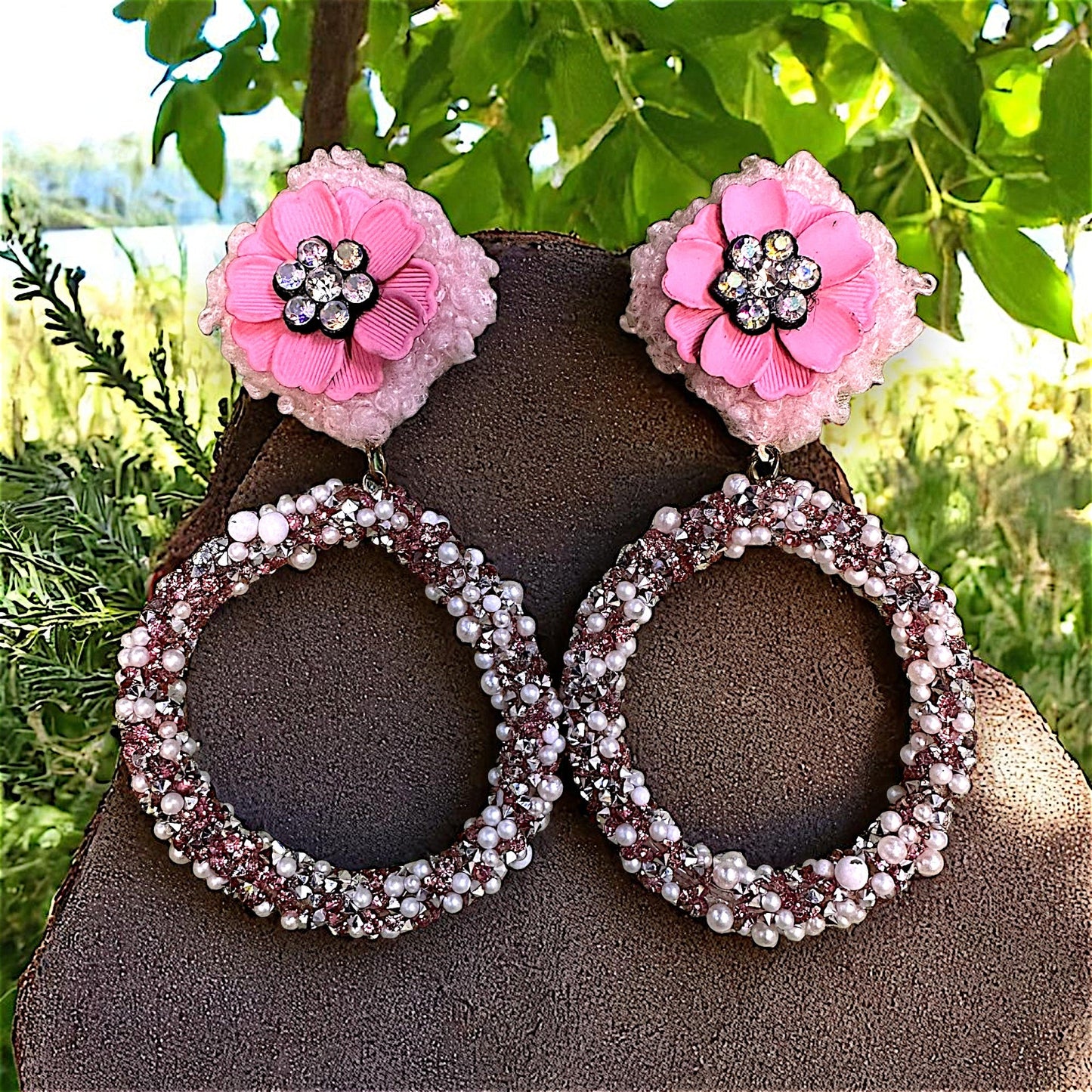 Light Weight Fancy Earrings Pink Earrings Ear Rings Earrings party Trincket Jewellry Jewelry Jewellery
