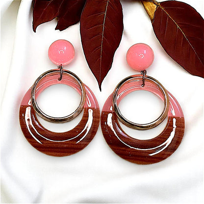 Double color Earrings Pink Earrings casuals Ear Rings Earrings Trincket Jewellry Jewelry Jewellery