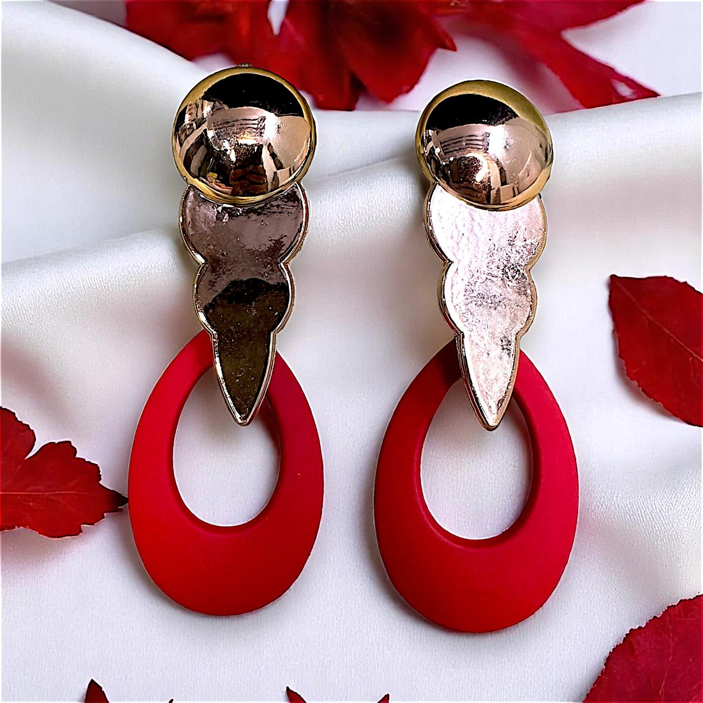 Matte Finish Drop Earrings Red Earrings Ear Rings Earrings party Trincket Jewellry Jewelry Jewellery