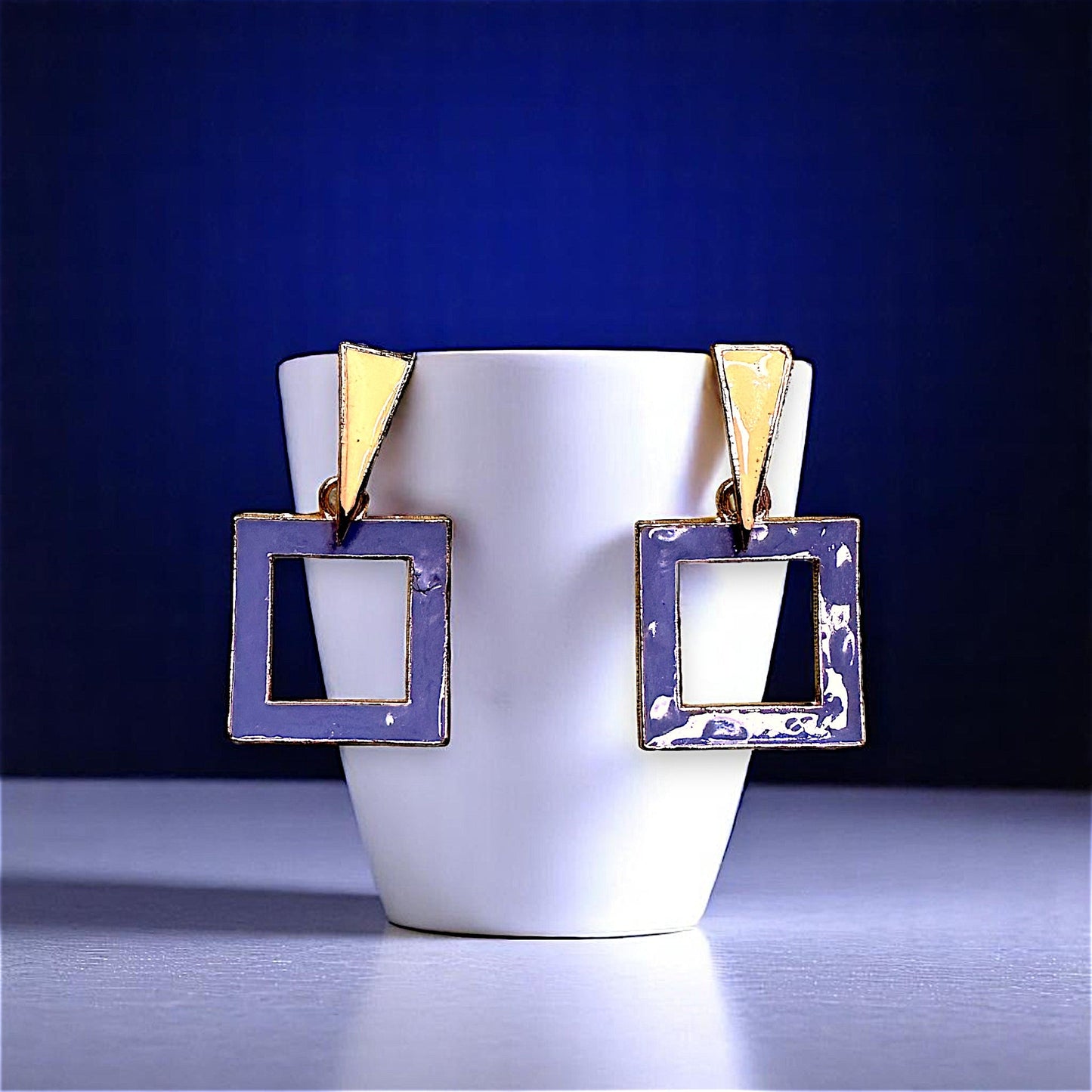 Funk Up Your Style with Colorful Earrings! Blue Square Earrings casuals Ear Rings Earrings office Trincket Jewellry Jewelry Jewellery
