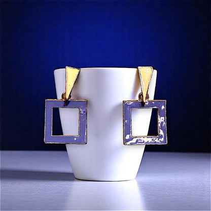 Funk Up Your Style with Colorful Earrings! Blue Square Earrings casuals Ear Rings Earrings office Trincket Jewellry Jewelry Jewellery