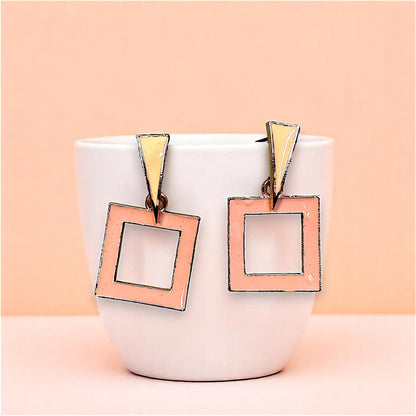 Funk Up Your Style with Colorful Earrings! Peach Square Earrings casuals Ear Rings Earrings office Trincket Jewellry Jewelry Jewellery