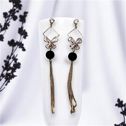 Single Bead Danglers Black Earrings AD bead Ear Rings Earrings party Trincket Jewellry Jewelry Jewellery