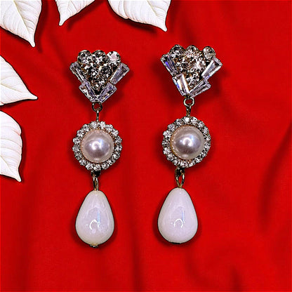 AD Stone studded Drop Earrings White Earrings AD Ear Rings Earrings party Trincket Jewellry Jewelry Jewellery