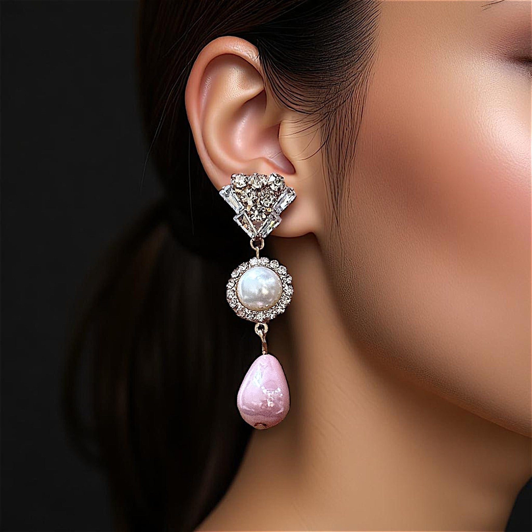 AD Stone studded Drop Earrings Earrings AD Ear Rings Earrings party Trincket Jewellry Jewelry Jewellery