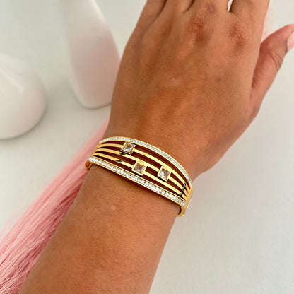 Triple Square Crystal Bangle Bracelet