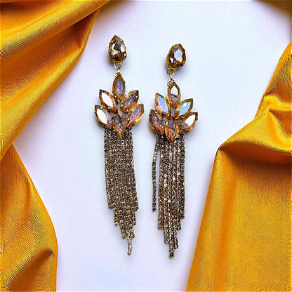 Glass Stone Fancy Danglers Gold Earrings Ear Rings Earrings party Trincket Jewellry Jewelry Jewellery