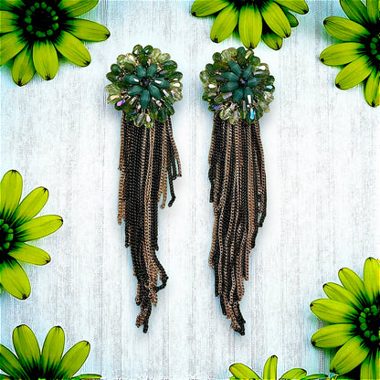 Korean Rice Bead Danglers Green Earrings bead Ear Rings Earrings party Trincket Jewellry Jewelry Jewellery